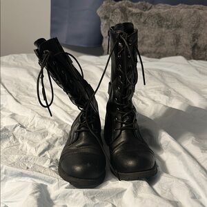 Black Lace-Up Women's Boots